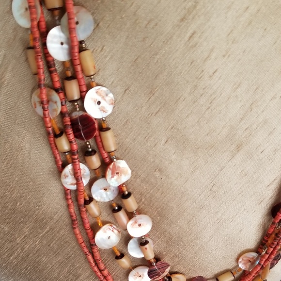 Orange beaded necklace with lobster clasp - Picture 5 of 8